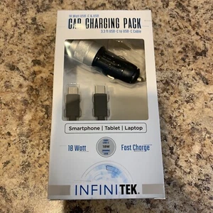 Car Charging Pack ~USB-C to USB-C Cable 3 Ft. ~ Smartphone - Picture 1 of 3