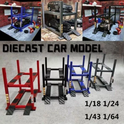 1/18/24/43/64 Diorama Car Park Model Double Lifter Rack Garage Scene Display Toy - Image 1 of 4