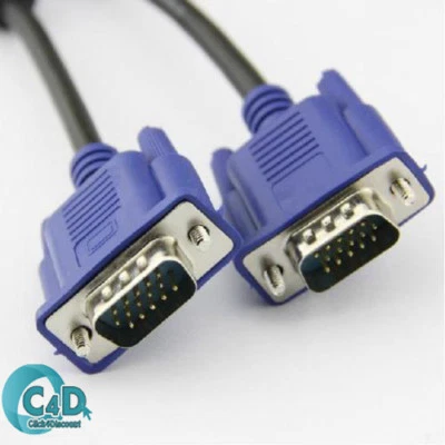 5m VGA Cable SVGA 15 Pin PC Computer Monitor LCD Extension Male to Male Lead HQ - Image 1 of 4