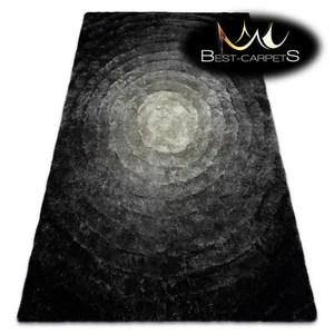 Amazing structural SHAGGY Rug "FLIM circles grey two fleece levels High Quality - Picture 1 of 6