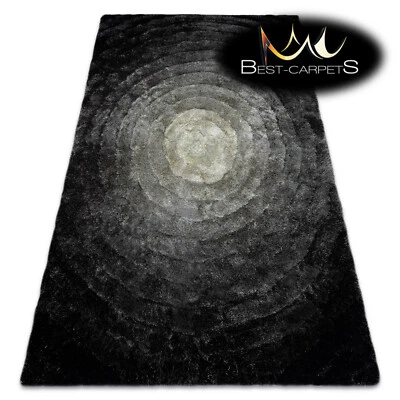 Amazing structural SHAGGY Rug "FLIM circles grey two fleece levels High Quality - Image 1 of 4