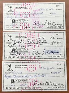 Willie McCovey Three 1982 Signed Personal Checks in Excellent Condition 