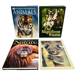 Animals Wildlife Book Bundle Lot x 4 Nature Encyclopedia Sanctuary Nature Family - Picture 1 of 22