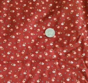 Cotton Calico Fabric Mini Flowers on Rusty Brown 44" Wide x 1½ Yards - Picture 1 of 6