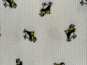 Vtg RARE Penguin Yellow Scarf Winter White Ribbed Fabric Mini-Wale Corduroy 4 yd - Picture 1 of 20
