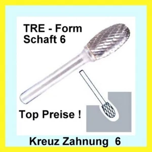 Hartmetall Frässtift TRE Zahnung 6 Schaft-6 Tropfen Form DIN8032 TOP PREISE - Bild 1 von 1