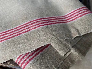 Altes Leinen Roll/Mangeltuch rot/weisser Randstreifen 300/87 cm - Bild 1 von 6