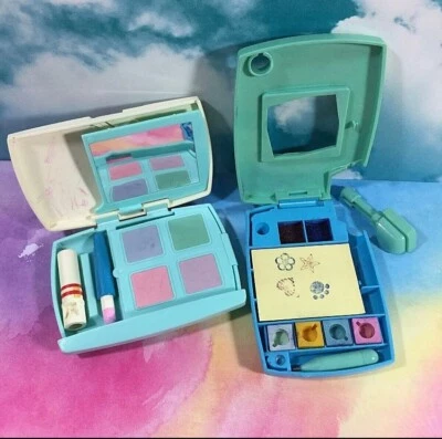 复古 80 年代玩具紧凑型罕见假装化妆口袋假装五颜六色的怀旧 z — 第 1/4 张图片