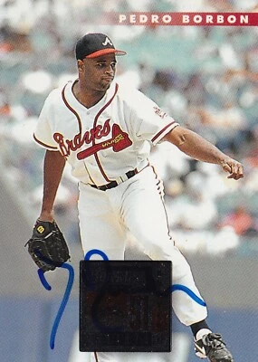 PEDRO BORBON JR AUTOGRAFADO 1996 CARTÃO DONRUSS #324 ATLANTA BRAVES BLUE JAYS - Imagem 1 de 4