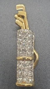 Broche Bolsa de Golf Vintage Estrás, Prendedor Bolsa de Golf Tono Dorado 2" ¡Brilla al Sol! - Imagen 1 de 7