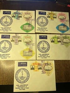 Tonga 1976 Christianity Commem. in Tonga sets On First Day Covers x 5 Complete - Picture 1 of 6