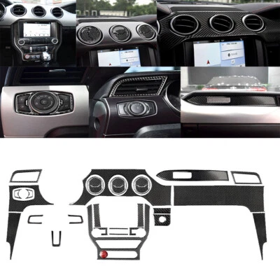Juego completo de cubierta de tablero interior de fibra de carbono 31 piezas para Ford Mustang 2015-2019 Foto 1 de 4