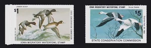 US IA6 & IA11 $1 & $5 Iowa State Duck Stamps Mint OG NH SCV $39 - Picture 1 of 2