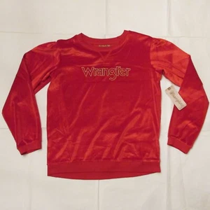 Wrangler Girl's Long Sleeve Logo Graphic Velvet Sweatshirt - True Red - Picture 1 of 3