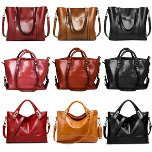 Women Oiled Leather Handbag Messenger Shoulder Tote Bag Crossbody Satchel Soft - Picture 1 of 56