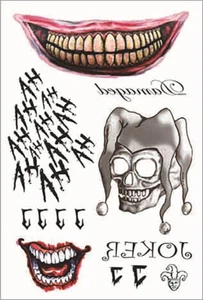 Temporäres Tattoo SET Joker Batman Horror Karneval Halloween Fasching Fasnacht - Bild 1 von 4