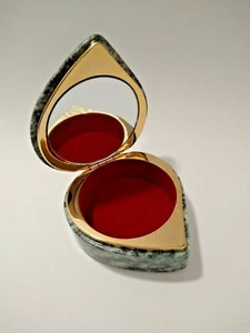 NEW HEART-SHAPE mirrored jewelry box GREEN MARBLE - Picture 1 of 4