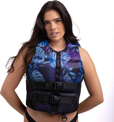 Chaleco de neopreno O'Brien Flex espalda en V - Para mujer - 2025 - Floral mediano/púrpura Foto 1 de 4