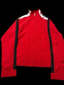 Nike Vintage Red Track Jacket with White Stripes Retro Athletic Zip-Up Small - Picture 1 of 4