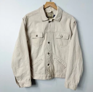 Vintage Polo Ralph Lauren Cropped Fit Jeansjacke Herren Large Biege Cord - Bild 1 von 15