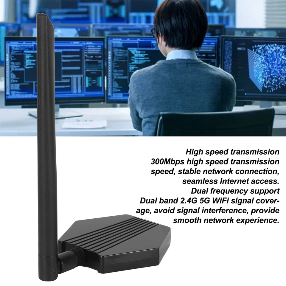 USB External Antenna 300Mbp Plug And Play Computer Antenna Dual Band 2.4G 5G WiF - Image 1 of 4