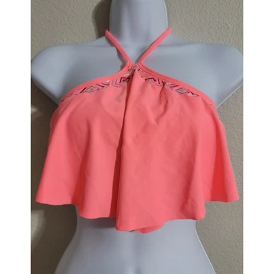 Top de bikini halter bordado naranja brillante SO pequeño acolchado forrado ligero Foto 1 de 4