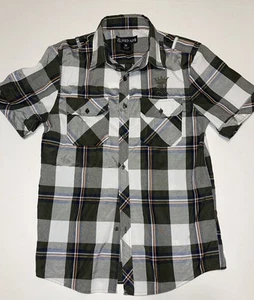 Red Ape Short Sleeve Button Down Shirt Plaid Men's Size M - Picture 1 of 6