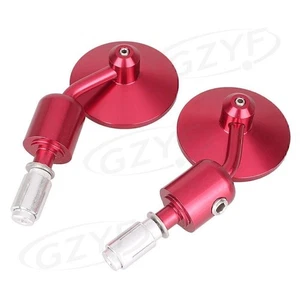 7/8" Bar End Rückspiegel Motorrad Rund für Bobber Cafe Racer Rot Motorrad - Picture 1 of 3