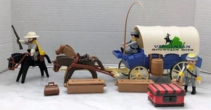 Vintage Playmobil Set 3785 Virginian Mountain Boys Covered Wagon Complete - Picture 1 of 12