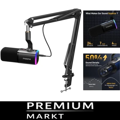 Streaming Mikrofon XLR USB mit Arm RgB Dämpfer Stummschaltung Aufnahme - Bild 1 von 2