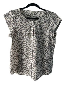 JOIE Leopardo Transparente 100% Seda Top Camisa Blusa Botón Carrera Talla Pequeña S - Imagen 1 de 4