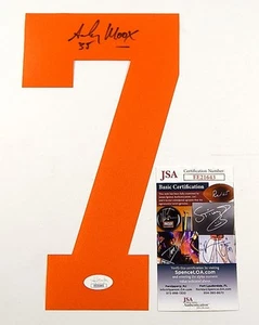 Camiseta deportiva firmada por Andy Moog naranja número 7 número JSA certificado de autenticidad automático - Imagen 1 de 3