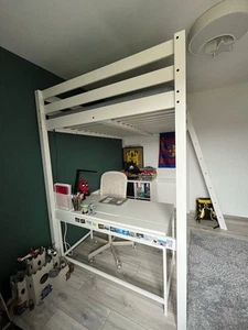 Hochbettgestell, weiß gebeizt, 140x200 cm Neupreis 400 € - Bild 1 von 7