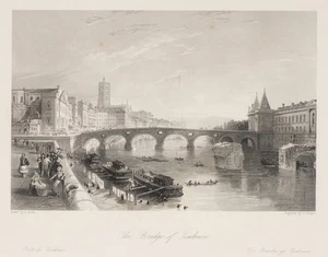 TINGLE (19.Jhd) nach ALLOM (*1804), Die Brücke von Toulouse, Sst. Romantik - Bild 1 von 5