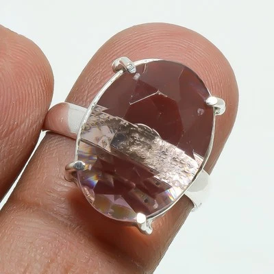 Morganite Gemstone Ring Handmade Antique Design Wedding Gift Jewelry 7" MXR 5185 - Image 1 of 4
