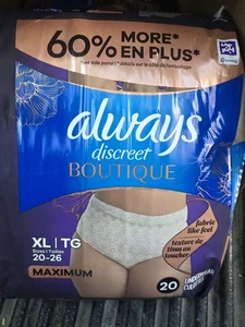 Always Discreet Boutique Women Maximum 40 ct Underwear New Sealed Size 20-26 XL - Picture 1 of 3