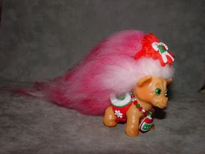ÚNICA Muñeca Troll 3" Navidad Poni Caballo Presa Caramelo Nuevos Ojos y Mohair - Imagen 1 de 5