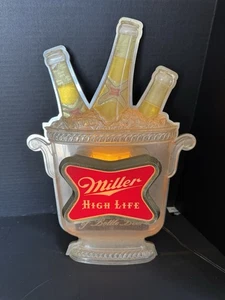 VTG Miller High Life Beer Bottles in Ice Bucket Bar Light Sign 16” - Picture 1 of 6