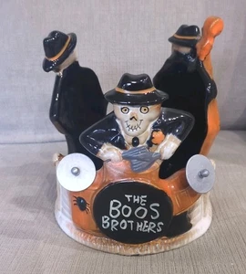 Boney Bunch THE BOOS BROTHERS Banda Esqueleto Tarro Porta Velas Yankee HALLOWEEN - Imagen 1 de 8