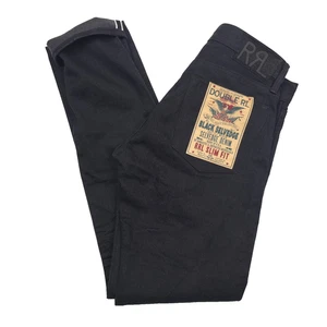 Pantalones de mezclilla RRL Doble RL 5 bolsillos calce ajustado ribete negro para hombre talla 30 X 32 - Imagen 1 de 10