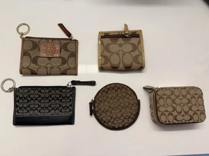 Coach Signature coin pill pouch credit card wallet key chain set free shipping - Picture 1 of 7
