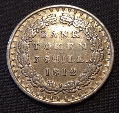 1812 great britain xf au 3 shilling bank token george iii silver type coin - Image 1 of 2