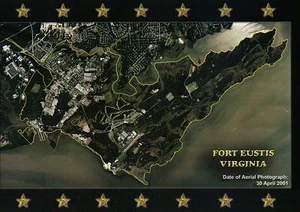 Postal militar con vista aérea de Fort Eustis, Virginia, ejército de los Estados Unidos, Newport News VA - Imagen 1 de 2