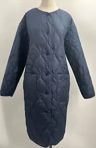 Everlane Women's Crew Neck Navy Blue The Long Quilted Liner Coat Size Small ~Z33 - Picture 1 of 20