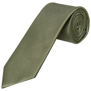 Olive Twill Silk Classic Men's Tie Wedding Formal Christening Prom Regular Tie - Picture 1 of 3
