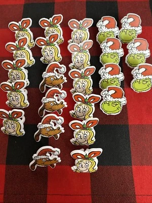 How The Grinch Stole Christmas Cupcake Topper Rings 24 pc Cake Decorations - Image 1 of 4