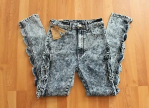 NWT MONARDA Sz 9 High Waisted Rise Skinny Fit Side Distressed Lite Blue Jeans - Picture 1 of 11