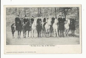 GROUP OF HORSEBACK RIDERS IN HOT SPRINGS, ARKANSAS (VINTAGE REAL PHOTO POSTCARD) - Picture 1 of 2