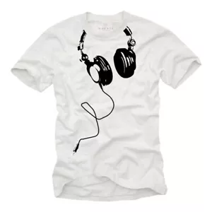 HIP HOP MUSIC DJ MEN SHIRT WITH HEADPHONES - SHORT SLEEVE GETTO RAP TEE - Picture 1 of 2