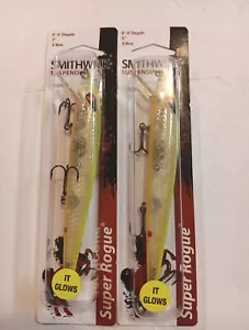 2 Smithwick Super Rogue Suspending 5" 3/8 oz. Chartreuse Luminescent. It GLOWS - Picture 1 of 1
